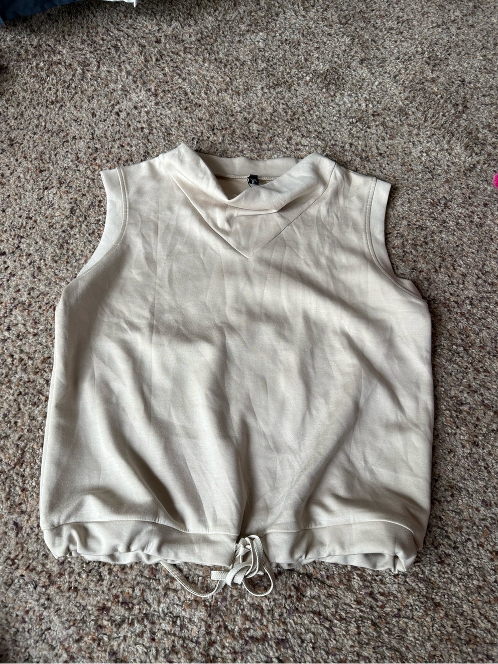 Relaxed Drawcord Tank Top in Cream